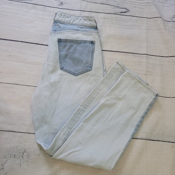 Pacsun Size L Colorblock Patchwork High Rise Straight Leg Mom Jeans Denim - Picture 2 of 9